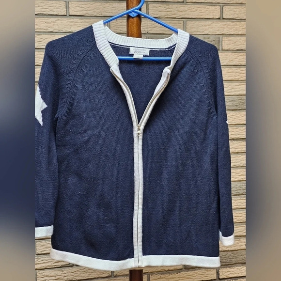 Christopher & Banks Zip Up Sweater with Stars 🌟  on Sleeves Sz Small - Picture 1 of 12